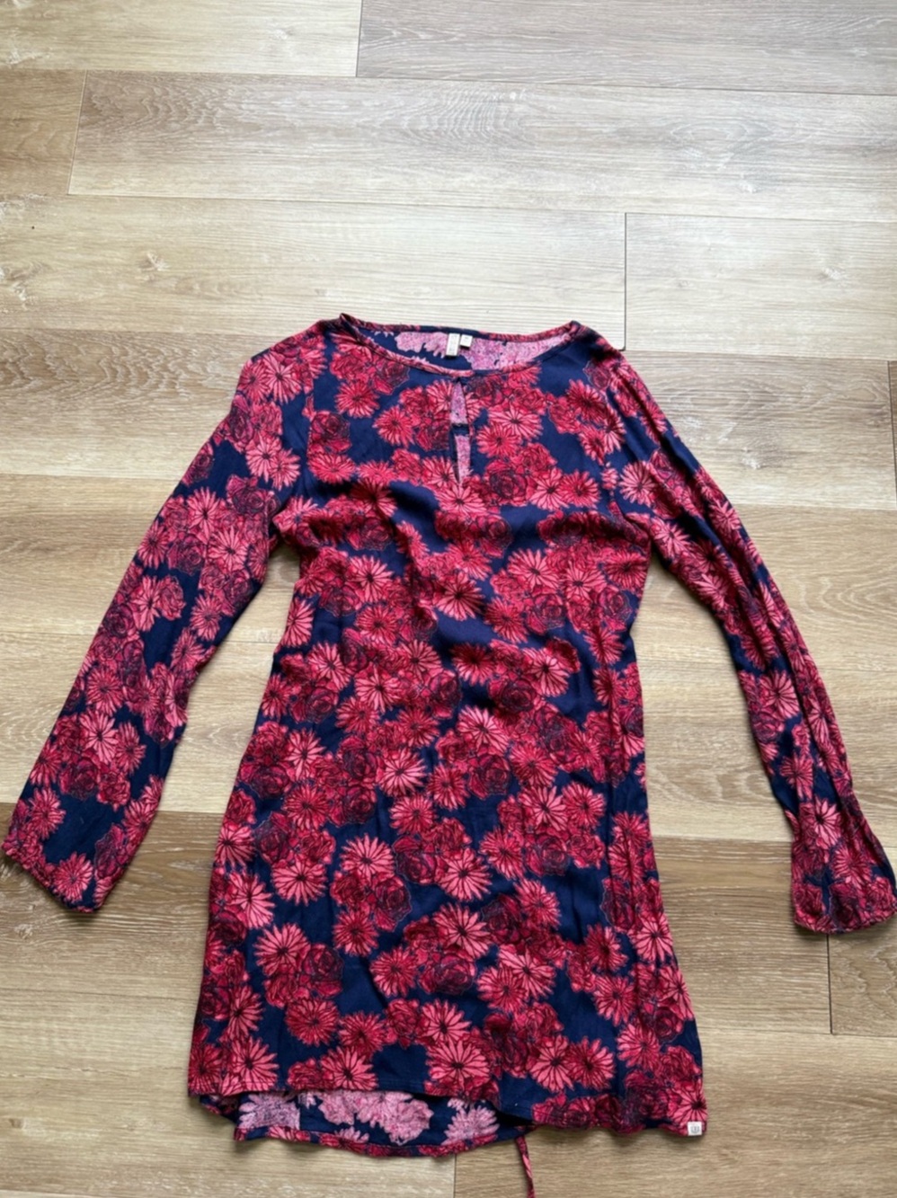 Element Floral Long Sleeve Mini Dress in Blue & Pink